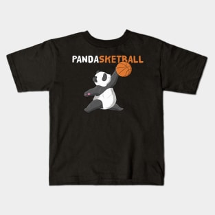Cute Panda Playing Basketball Girls Boys Teens Gift Kids T-Shirt